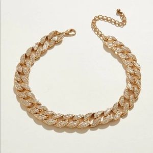 Rhinestone thick chain necklace